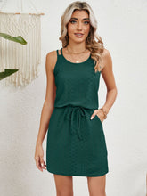 Load image into Gallery viewer, Eyelet Scoop Neck Sleeveless Dress ( 7 colors)