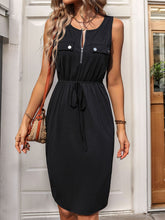 Load image into Gallery viewer, Slit Round Neck Sleeveless Dress