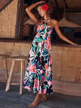 Load image into Gallery viewer, Printed Halter Neck Midi Cami Dress