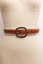 Load image into Gallery viewer, Crochet Trimmed Woven Leather Belt