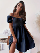 Load image into Gallery viewer, Full Size Ruffled Off-Shoulder Short Sleeve Dress (7 colors)