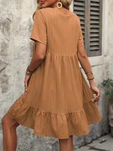 V-Neck Short Sleeve Mini Dress ( 4 colors)