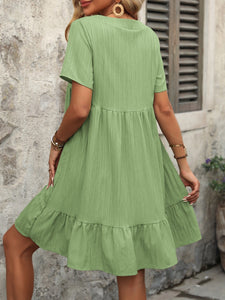 V-Neck Short Sleeve Mini Dress ( 4 colors)