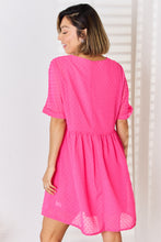 Load image into Gallery viewer, Zenana Swiss Dot Rolled Short Sleeve Babydoll Dress