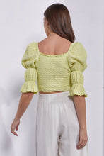 Load image into Gallery viewer, MUSTARD SEED Crinkle Texture Puff Sleeve Crop Top
