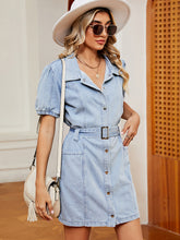 Load image into Gallery viewer, Snap Down Short Sleeve Denim Dress