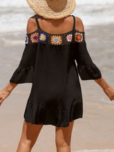 Load image into Gallery viewer, Crochet Cold Shoulder Three-Quarter Sleeve Cover Up (6 colors)