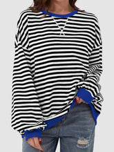 Load image into Gallery viewer, Striped Round Neck Long Sleeve T-Shirt