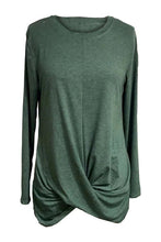 Load image into Gallery viewer, Ruched Round Neck Long Slleeve T-Shirt