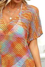 Load image into Gallery viewer, Openwork Contrast Short Sleeve Cover-Up