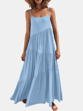 Load image into Gallery viewer, Full Size Ruched Tiered Spaghetti Strap Dress ( Multiple colors)