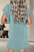 Load image into Gallery viewer, Textured Ruffled Round Neck Cap Sleeve Dress