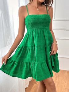 Smocked Tiered Sleeveless Mini Dress (8 colors)