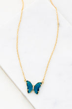 Load image into Gallery viewer, GEM STONE BUTTERFLY PENDANT NECKLACE