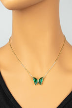 Load image into Gallery viewer, GEM STONE BUTTERFLY PENDANT NECKLACE