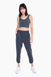 Athleisure Joggers with Curved Notch Hem - Mono B