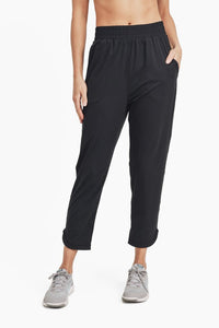 Athleisure Joggers with Curved Notch Hem - Mono B
