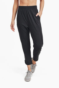 Athleisure Joggers with Curved Notch Hem - Mono B