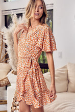 Load image into Gallery viewer, BiBi Floral Tied Short Sleeve Mini Wrap Dress