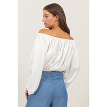 Load image into Gallery viewer, OFF-SHOULDER Satin Balloon Sleeve Top