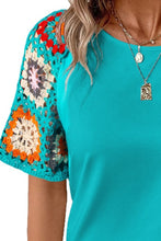 Load image into Gallery viewer, Geometric Round Neck Short Sleeve Blouse ( 5 colors)