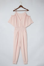 Load image into Gallery viewer, Frill Surplice Cold Shoulder Jumpsuit