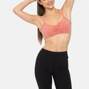 Mineral Wash Cotton Blend Lounge Bra RED CLAY