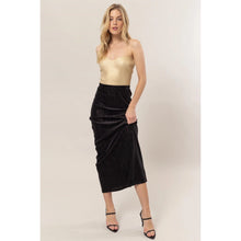 Load image into Gallery viewer, HYFYVE Lurex Velour High-Waist Midi Skirt