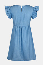 Load image into Gallery viewer, Full Size Ruffled Round Neck Cap Sleeve Denim Dress