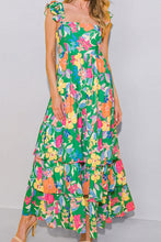 Load image into Gallery viewer, Tiered Ruffled Printed Sleeveless Dress