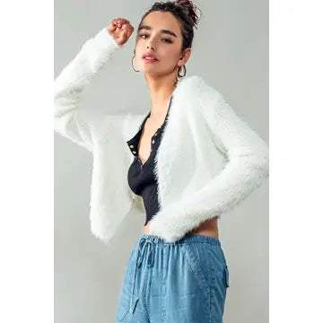 Creamy Open Cardigan WHITE