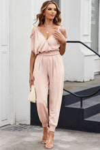 Load image into Gallery viewer, Frill Surplice Cold Shoulder Jumpsuit