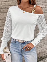 Load image into Gallery viewer, Asymmetrical Neck Lace Long Sleeve T-Shirt
