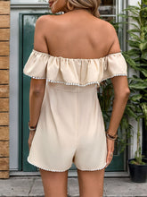 Load image into Gallery viewer, Tied Ruffled Off-Shoulder Short Sleeve Romper