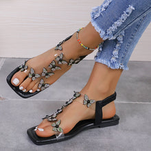 Load image into Gallery viewer, Rhinestone Butterfly Flat Sandals