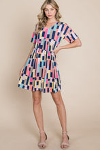 Load image into Gallery viewer, BOMBOM Ruched Color Block Short Sleeve Mini Dress