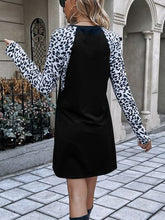 Load image into Gallery viewer, Leopard Round Neck Long Sleeve Dress