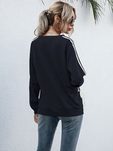 Load image into Gallery viewer, Lace-Up Round Neck Long Sleeve Sweatshirt