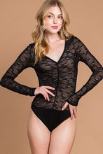 Load image into Gallery viewer, Culture Code Round Neck Mesh Perspective Bodysuit