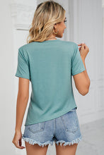 Load image into Gallery viewer, Ruched Round Neck Short Sleeve T-Shirt