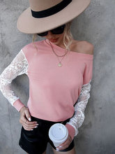 Load image into Gallery viewer, Lace Detail Round Neck Dropped Shoulder T-Shirt