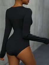Load image into Gallery viewer, Lace Detail Plunge Long Sleeve Bodysuit