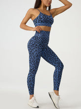 Load image into Gallery viewer, Leopard Crisscross Top and Leggings Active Set