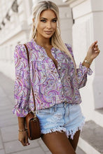 Load image into Gallery viewer, Printed Frill Flounce Sleeve Shirt