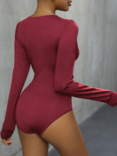 Load image into Gallery viewer, Lace Detail Plunge Long Sleeve Bodysuit