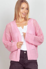 Load image into Gallery viewer, Very J Eyelet Open Front Long Sleeve Cardigan