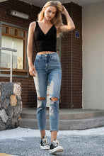 Load image into Gallery viewer, BAYEAS High Waist Distressed Washed Cropped Mon Jeans