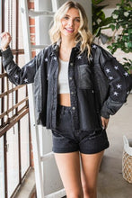 Load image into Gallery viewer, Veveret Star Embroidered Hooded Denim Jacket