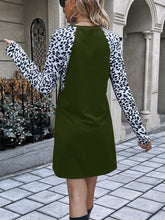 Load image into Gallery viewer, Leopard Round Neck Long Sleeve Dress