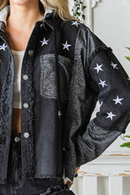 Load image into Gallery viewer, Veveret Star Embroidered Hooded Denim Jacket
